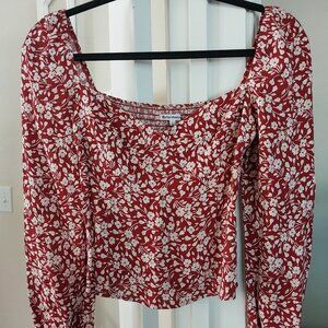 Reformation Floral Long Sleeve Crop Top